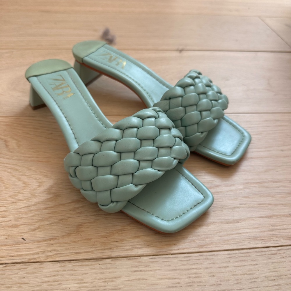 Zara Mint Green Braided Women's Kitten Heels
